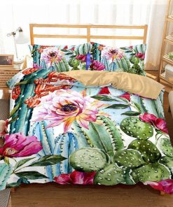 cactus and flower all over printed bedding set 2