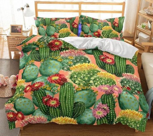 cactus flowers all over printed bedding set 2