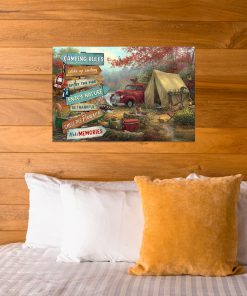 camping rules wake up smiling sit by the fire poster 4