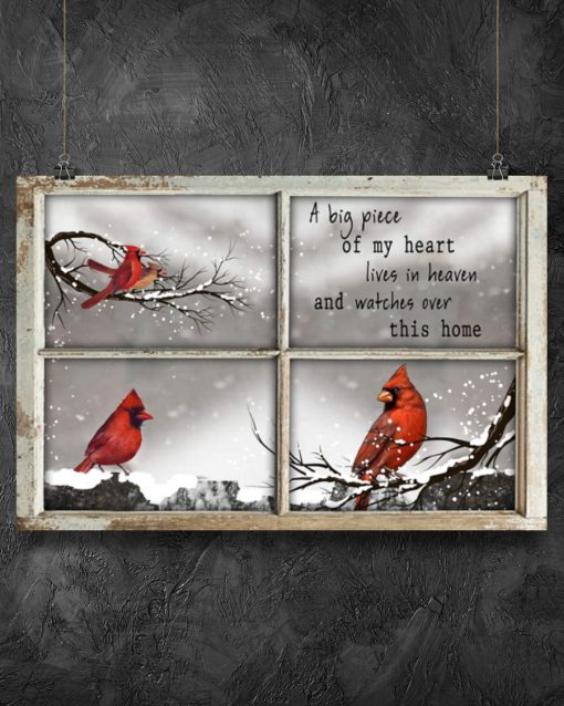 christmas cardinal a big piece of my heart lives in heaven poster 2