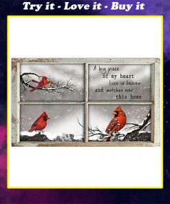 christmas cardinal a big piece of my heart lives in heaven poster
