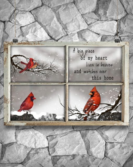 christmas cardinal a big piece of my heart lives in heaven poster 3