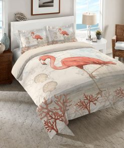 coastal and flamingo all over printed bedding set 2