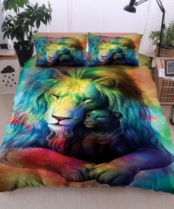 colorful lion all over printed bedding set 2