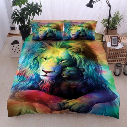 colorful lion all over printed bedding set 3