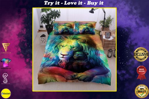 colorful lion all over printed bedding set