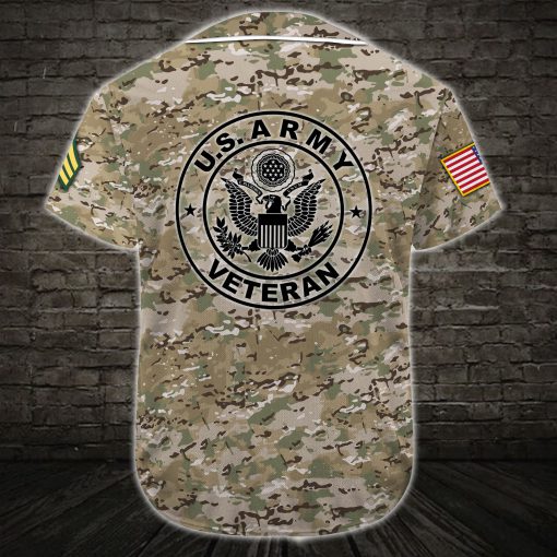 custom name army veteran green camo all over printed baseball shirt 5