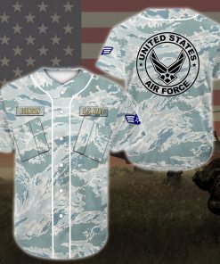 custom name united states air force blue camo all over printed baseball shirt 3