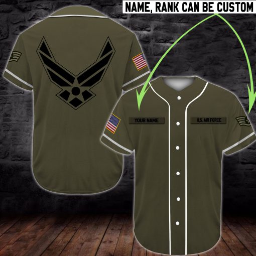 custom name united states air force camo all over printed baseball shirt 2
