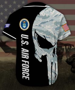 custom name united states air force skull camo all over printed baseball shirt 5