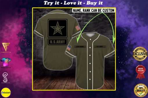 custom name united states army full printing baseball shirt