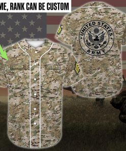 custom name united states army green camo all over printed baseball shirt 2