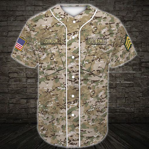 custom name united states army green camo all over printed baseball shirt 4