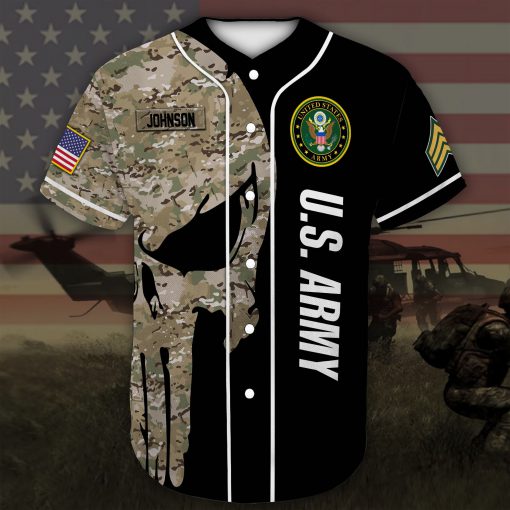 custom name united states army skull camo full printing baseball shirt 4