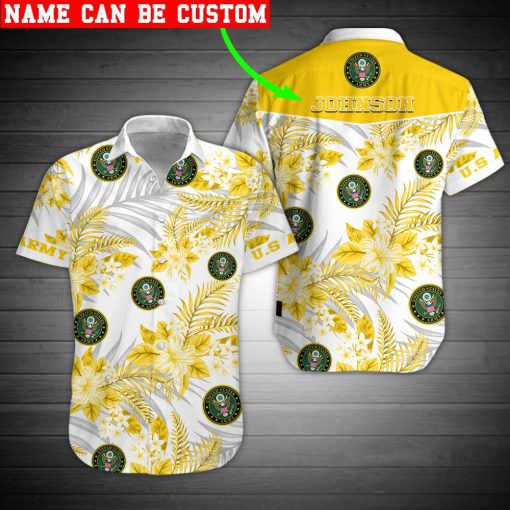 custom name united states army tropical flower hawaiian shirt 2
