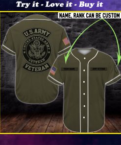 custom name united states army veteran camo full printing baseball shirt