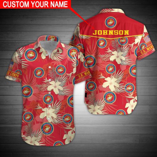 custom name united states marine corps hawaiian shirt 2