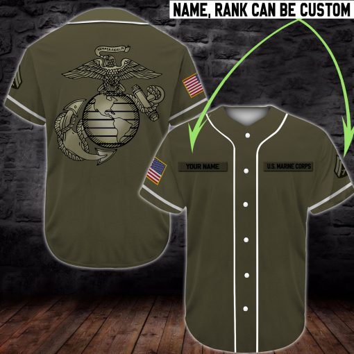 custom name united states marine corps symbol all over printed baseball shirt 3