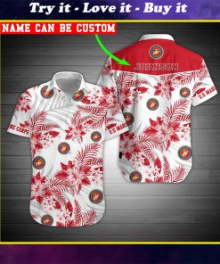 custom name united states marine corps tropical flower hawaiian shirt