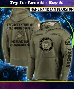 custom name united states marine corps veteran all over printed shirt