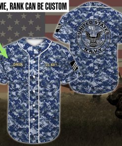custom name united states navy sea blue camo all over printed baseball shirt 3