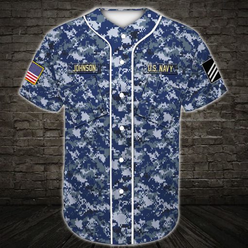 custom name united states navy sea blue camo all over printed baseball shirt 4