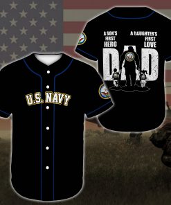 custom name united states navy veteran dad all over printed baseball shirt 3