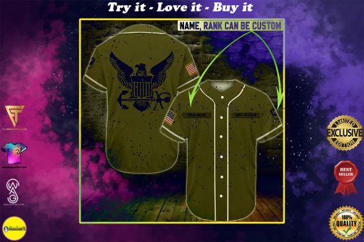 custom name united states navy veteran green all over printed baseball shirt
