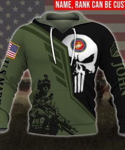 custom your name skull united states marine corps all over printed hoodie