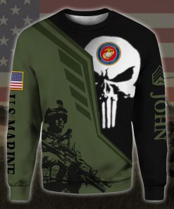 custom your name skull united states marine corps all over printed sweatshirt