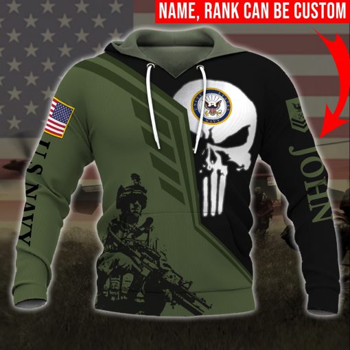 custom your name skull united states navy all over printed hoodie
