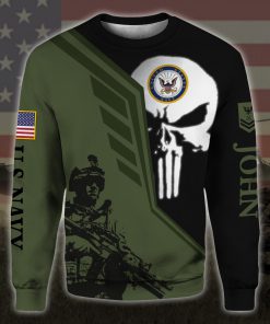 custom your name skull united states navy all over printed sweatshirt