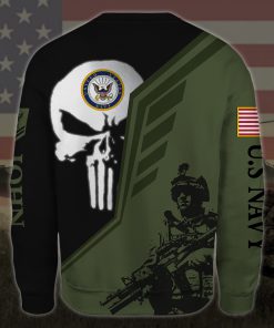 custom your name skull united states navy all over printed sweatshirt - back
