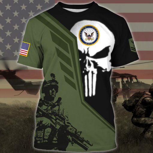 custom your name skull united states navy all over printed tshirt