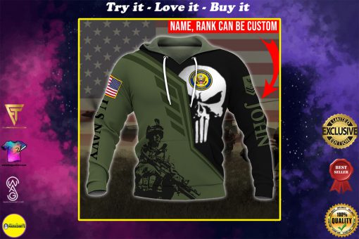custom your name skull united states navy veteran all over printed shirt