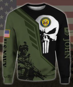 custom your name skull united states navy veteran all over printed sweatshirt