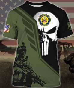 custom your name skull united states navy veteran all over printed tshirt