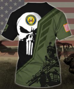 custom your name skull united states navy veteran all over printed tshirt - back