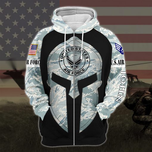 custom your name united states air force all over printed zip hoodie