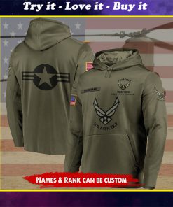 custom your name united states air force proudly served all over printed shirt