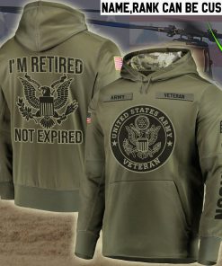 custom your name united states army veteran im retired not expired all over printed shirt 2