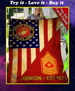 custom your name united states marine corps all over printed blanket