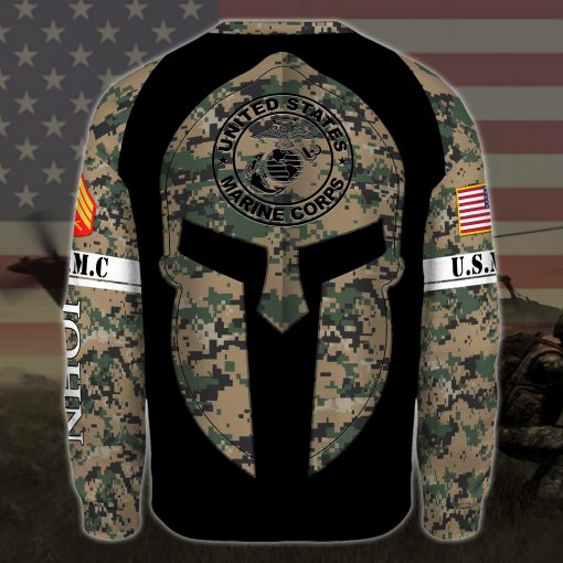 custom your name united states marine corps all over printed sweatshirt - back