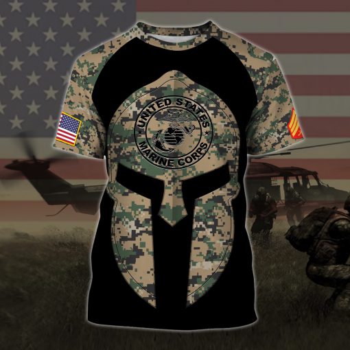 custom your name united states marine corps all over printed tshirt