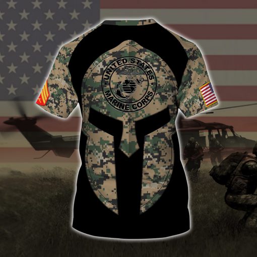 custom your name united states marine corps all over printed tshirt - back