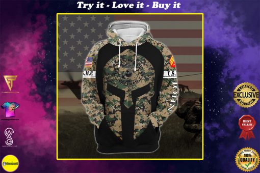 custom your name united states marine corps veteran warrior camo all over printed shirt