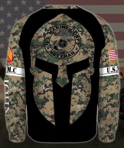 custom your name united states marine corps veteran warrior camo all over printed sweatshirt - back