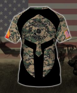 custom your name united states marine corps veteran warrior camo all over printed tshirt - back