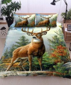 deer in the forest all over printed bedding set 2
