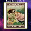 dog and girl may you find peace this day vintage poster
